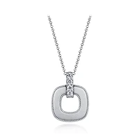 Sterling Silver Cubic Zirconia Milgrain 19" Pendant
