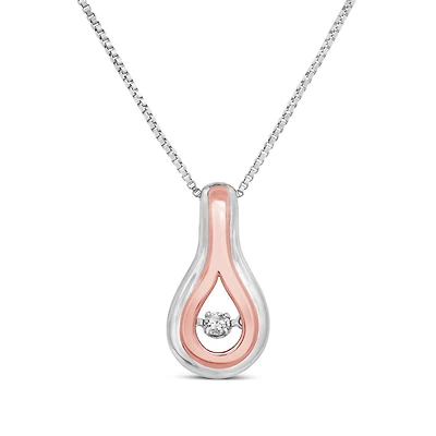 Dancing Diamonds Sterling Silver and 10K Rose Gold Canadian Diamond Pendant