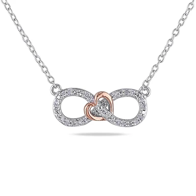 Julianna B Rose Plated Sterling Silver 0.10CTW Diamond Infinity Pendant