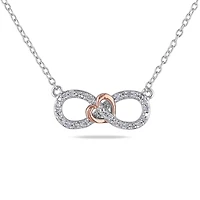 Julianna B Rose Plated Sterling Silver 0.10CTW Diamond Infinity Pendant