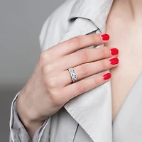 Julianna B Sterling Silver 0.14CTW Diamond Twist Fashion Band