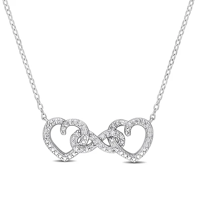Julianna B Sterling Silver Diamond Heart Infinity Necklace