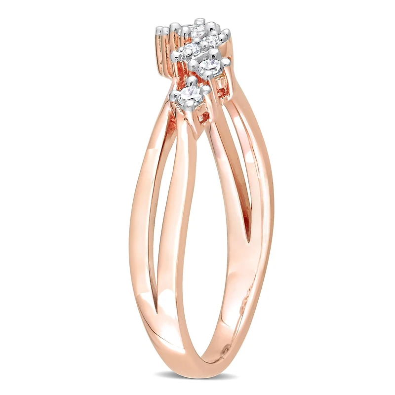 Julianna B Rose Plated Sterling Silver 0.17CTW Diamond Band