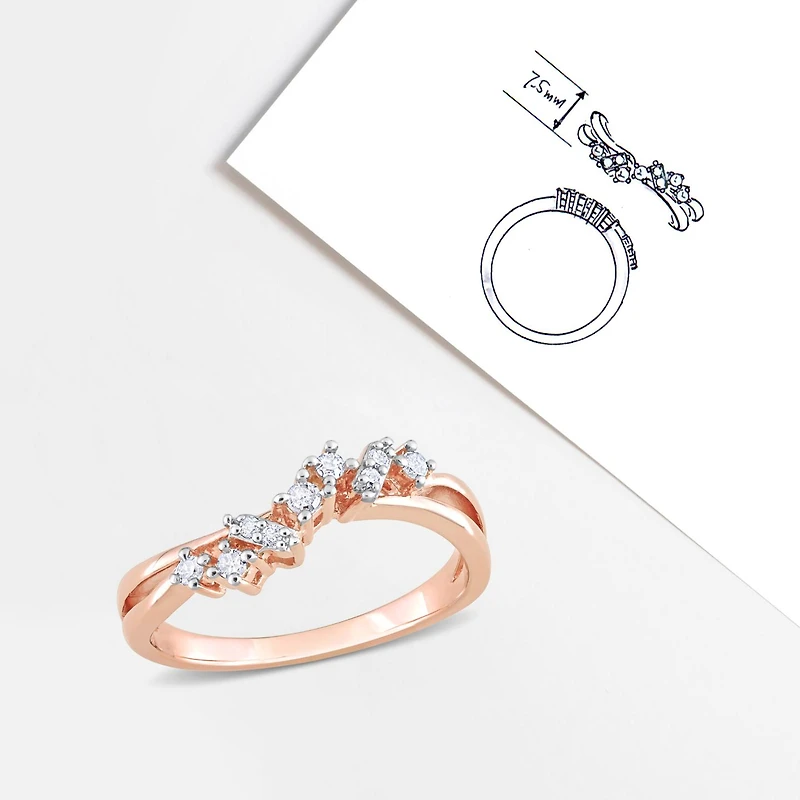 Julianna B Rose Plated Sterling Silver 0.17CTW Diamond Band