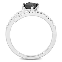 Julianna B 14K White Gold 0.75CTW Square Black Diamond Fashion Ring