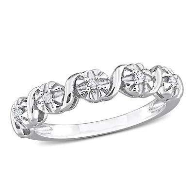 Julianna B Sterling Silver Diamond Twist Fashion Ring