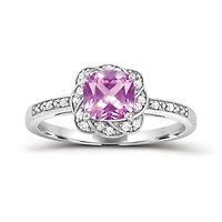Sterling Silver Created Pink & Created White Sapphire Ring