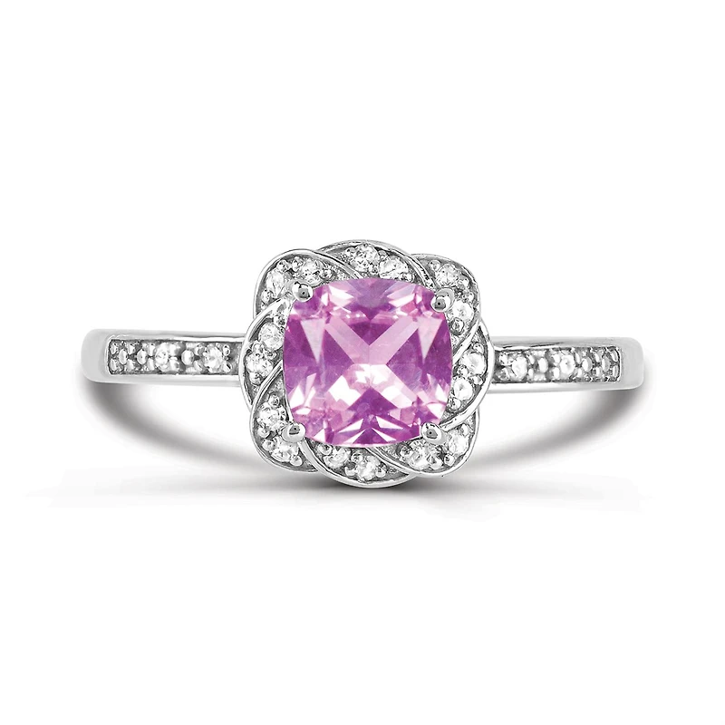Sterling Silver Created Pink & Created White Sapphire Ring