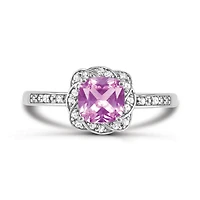 Sterling Silver Created Pink & Created White Sapphire Ring