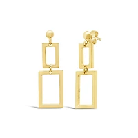 10K Yellow Gold Square Drop Earrings