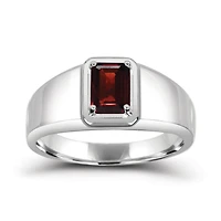 Sterling Silver Garnet Men's Ring