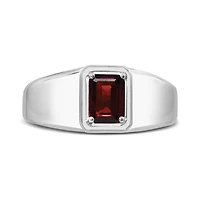 Sterling Silver Garnet Men's Ring