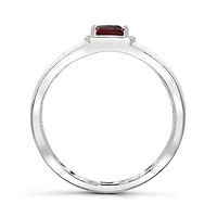 Sterling Silver Garnet Men's Ring