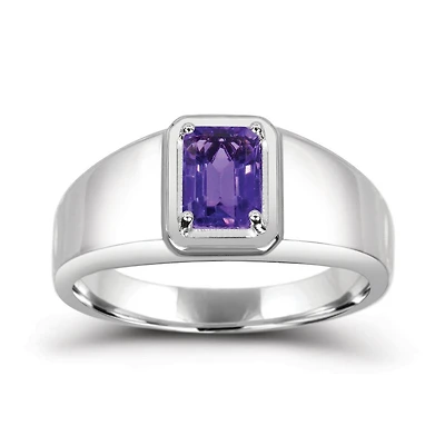 Sterling Silver Amethyst Men's Ring
