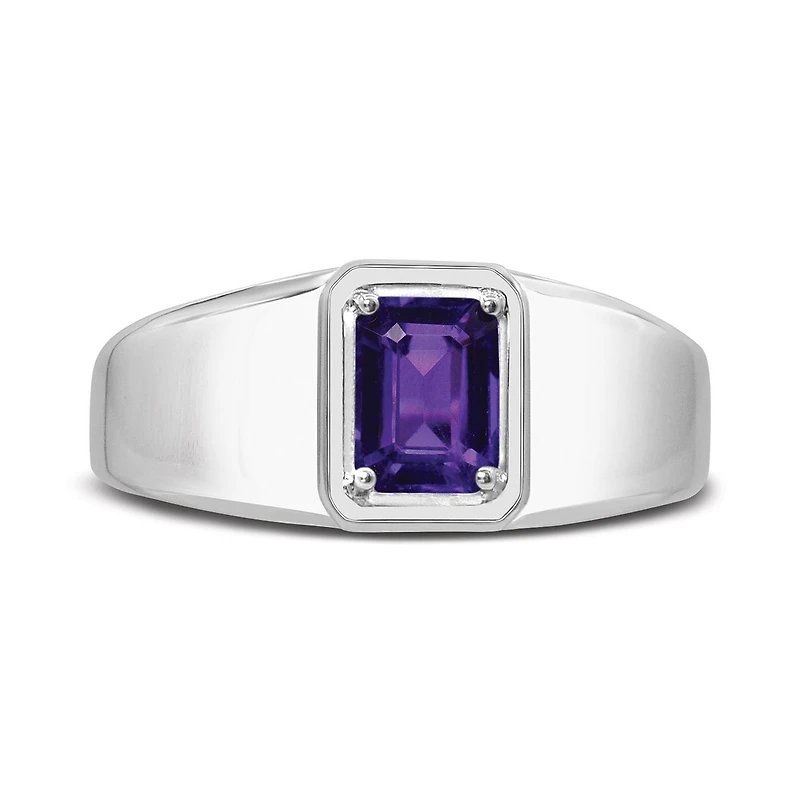 Sterling Silver Amethyst Men's Ring