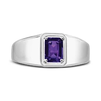 Sterling Silver Amethyst Men's Ring
