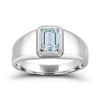 Sterling Silver Aquamarine Men's Ring
