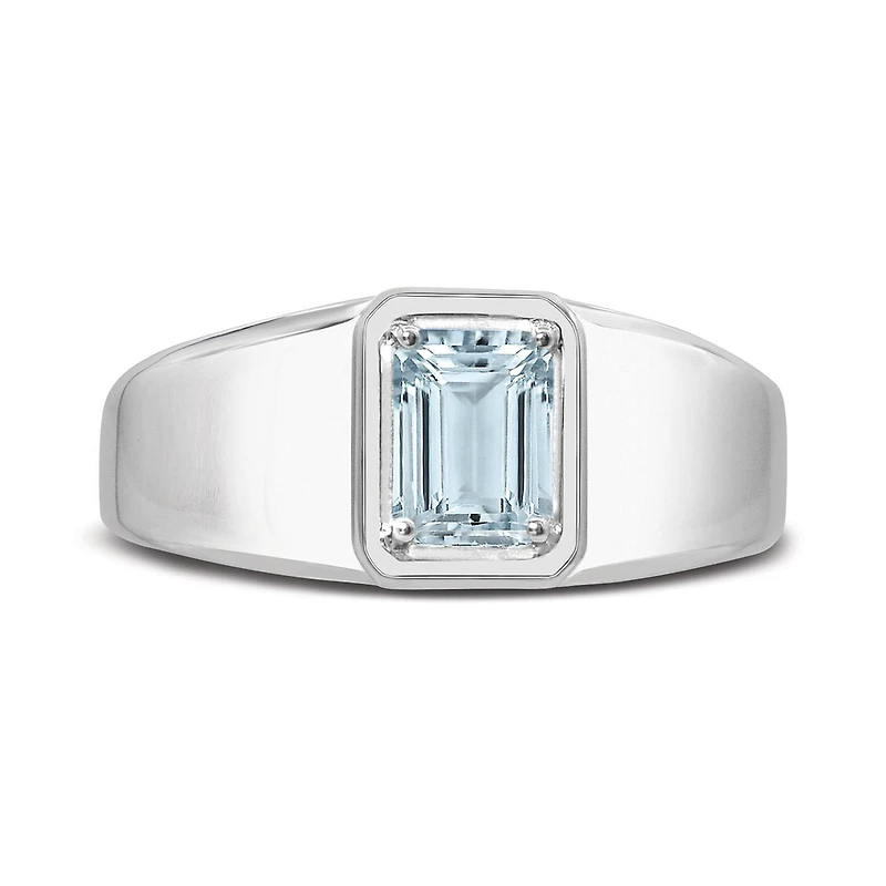 Sterling Silver Aquamarine Men's Ring