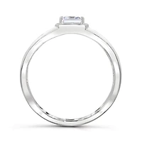 Sterling Silver White Topaz Men's Ring