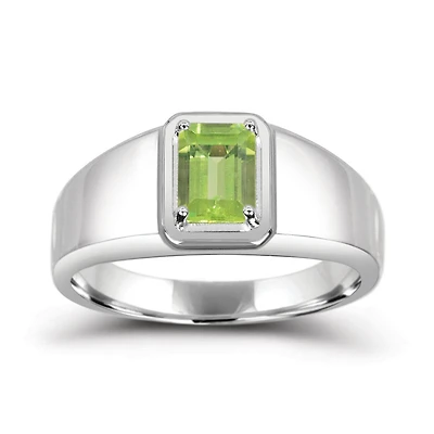 Sterling Silver Peridot Men's Ring