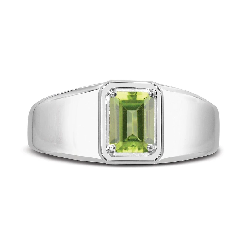 Sterling Silver Peridot Men's Ring