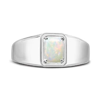 Sterling Silver Opal Men's Ring