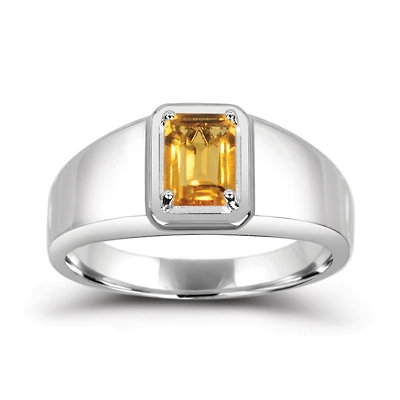 Sterling Silver Citrine Men's Ring