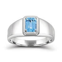 Sterling Silver Swiss Blue Topaz Men's Ring