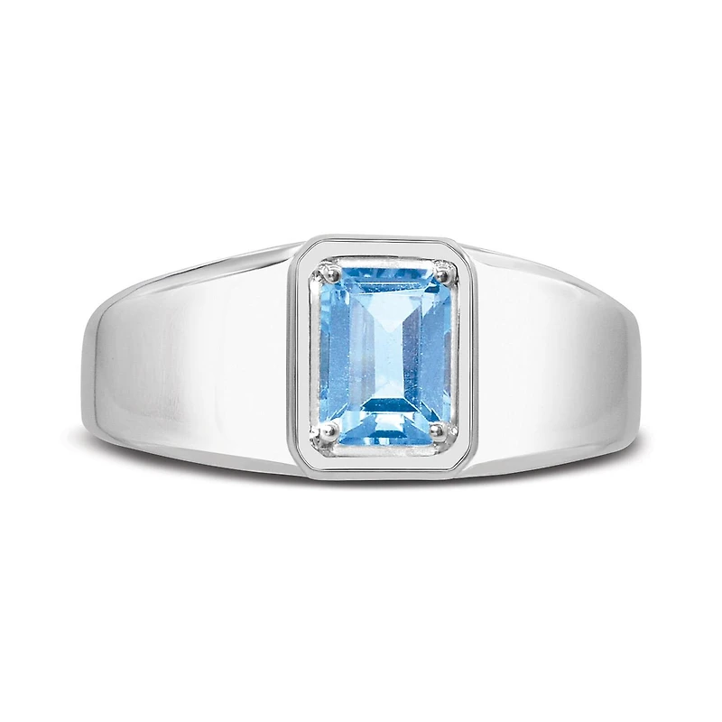 Sterling Silver Swiss Blue Topaz Men's Ring