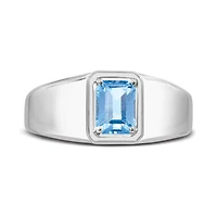 Sterling Silver Swiss Blue Topaz Men's Ring