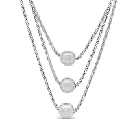 Sterling Silver 15" Triple Ball Necklace