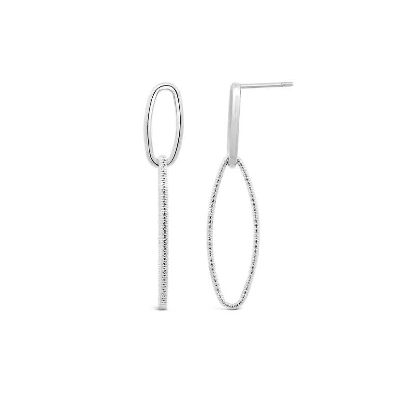 Sterling Silver Oval Drop Earrings