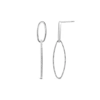 Sterling Silver Oval Drop Earrings