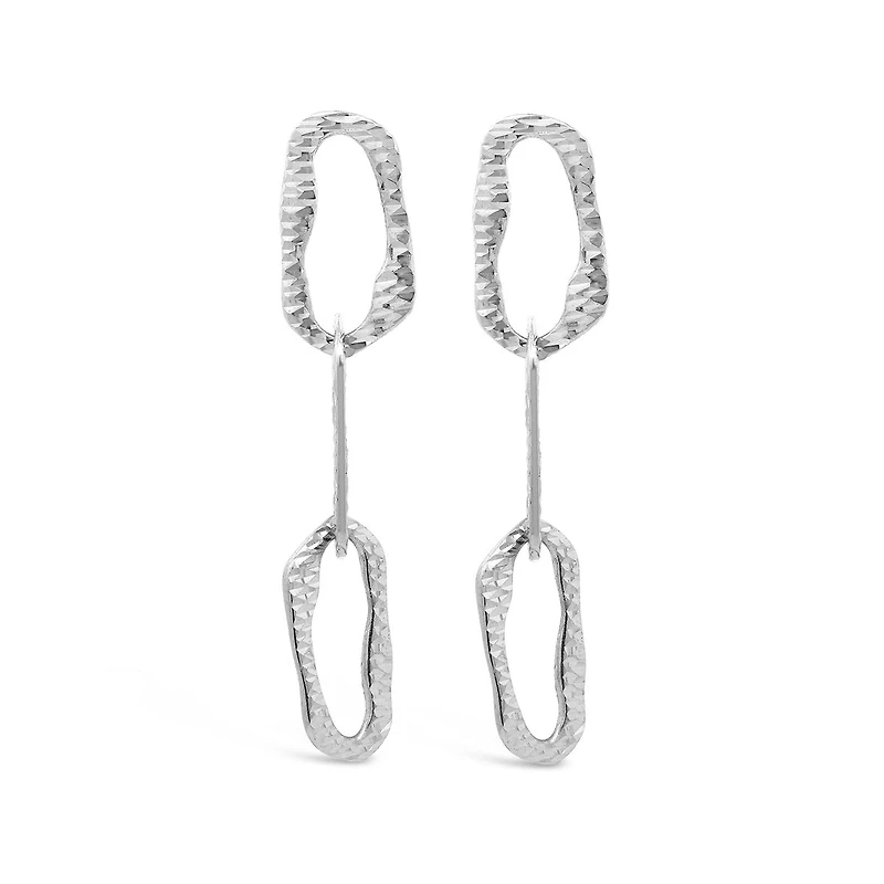 Sterling Silver Hammered Link Drop Earrings