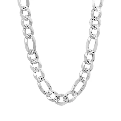 Sterling Silver 20" Pave Figaro Chain