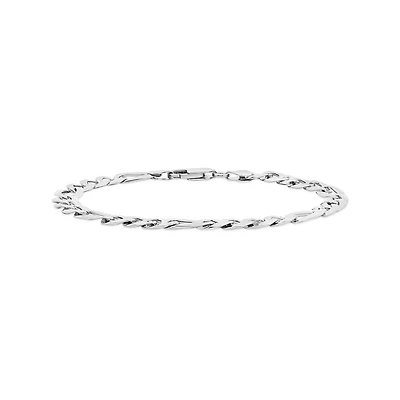 Sterling Silver 9" Pave Figaro Bracelet