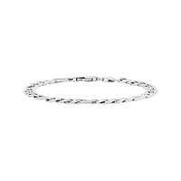 Sterling Silver 9" Pave Figaro Bracelet