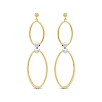 10K Two Tone Gold Oval Drop Earrings