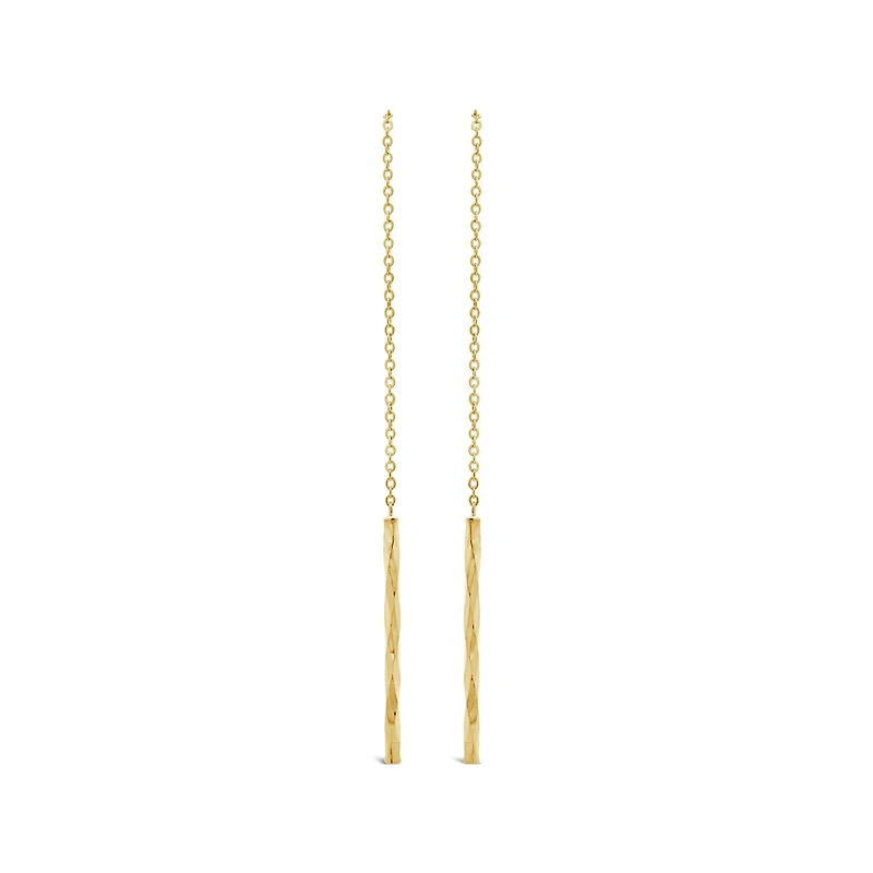 10K Yellow Gold Diamond Cut Mirror Chain Earrings