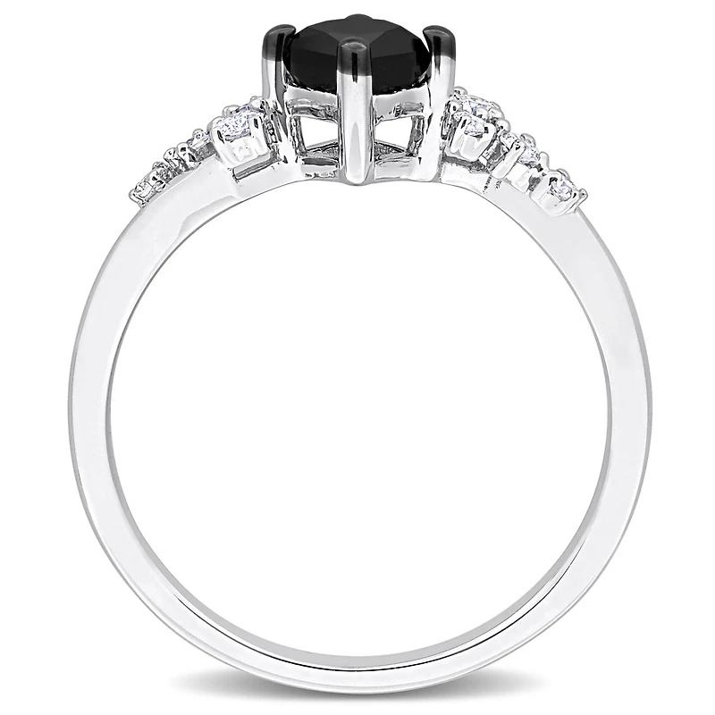 Julianna B 14K White Gold 0.73CTW Black Princess Diamond Fashion Ring