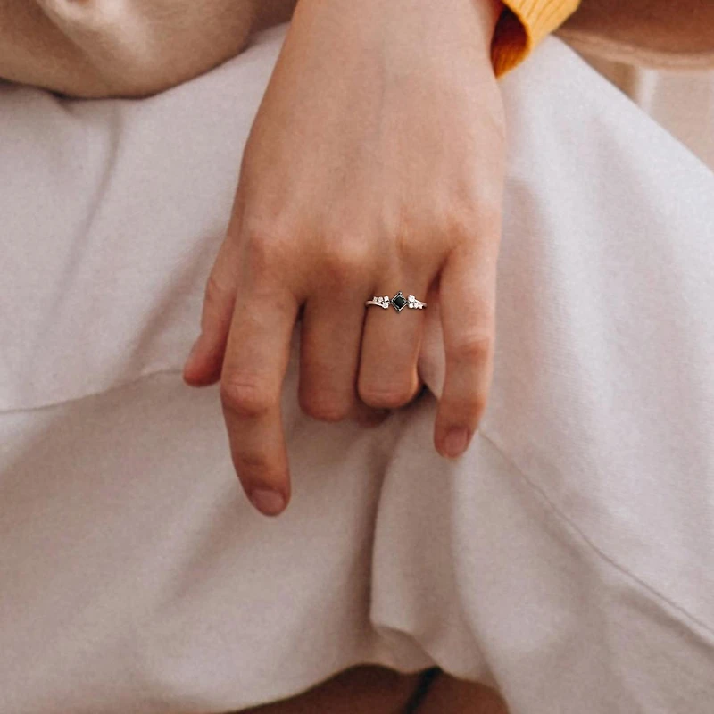 Julianna B 14K White Gold 0.73CTW Black Princess Diamond Fashion Ring