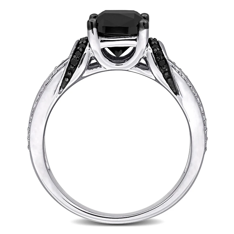 Julianna B 14K White Gold 2.32CTW Black Cushion Diamond Fashion Ring