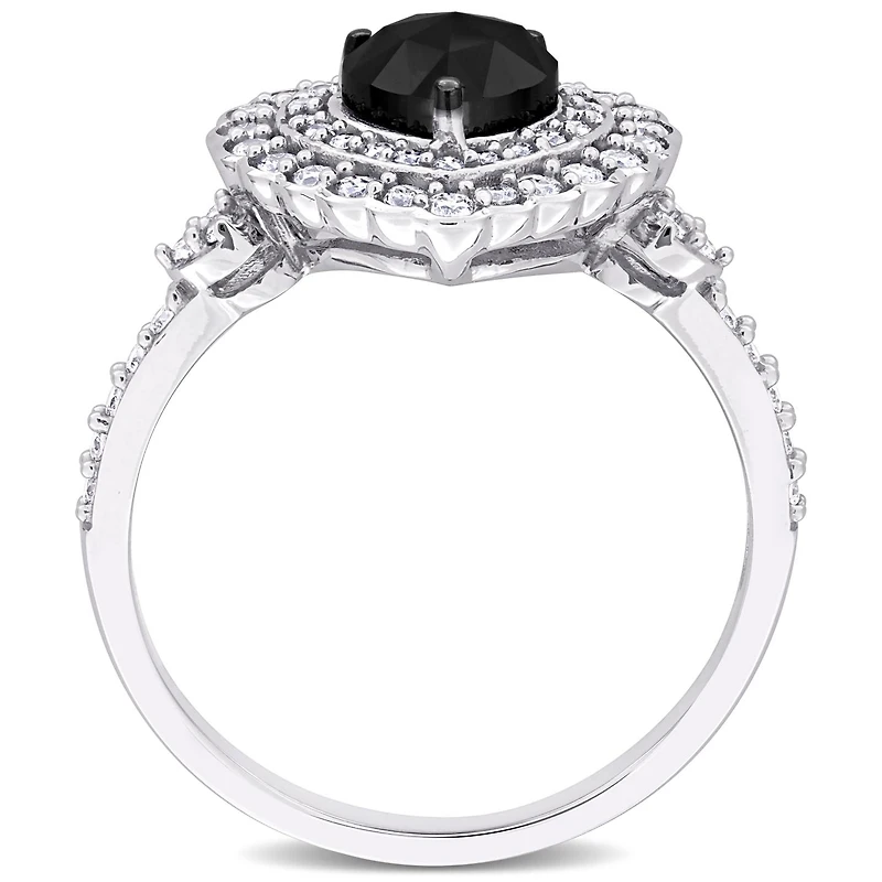 Julianna B 14K White Gold 1.24CTW Black Heart Diamond Halo Ring
