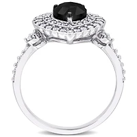 Julianna B 14K White Gold 1.24CTW Black Heart Diamond Halo Ring