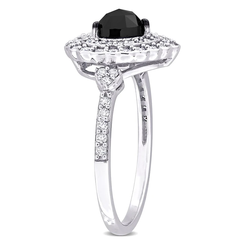 Julianna B 14K White Gold 1.24CTW Black Heart Diamond Halo Ring