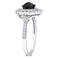 Julianna B 14K White Gold 1.24CTW Black Heart Diamond Halo Ring