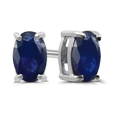 10K White Gold Sapphire Stud Earrings