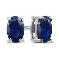 10K White Gold Sapphire Stud Earrings