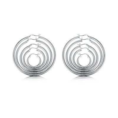 Sterling Silver Classic Hoop Box Set of 5