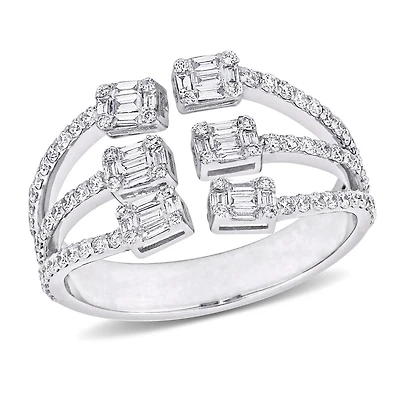 Julianna B 14K White Gold 0.95CTW Diamond Three Row Fashion Ring